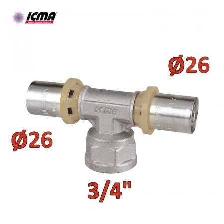 ICMA 408 - T Tee femmina 26 x 3/4″ x 26 - SEMPITER® - raccordo a pressare - 81408AEGP06