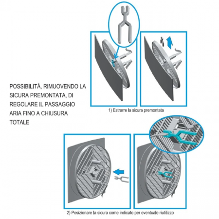 Griglia di ventilazione estetica quadrata in ASA Ø 80 mm BIANCA - QUTUR125B