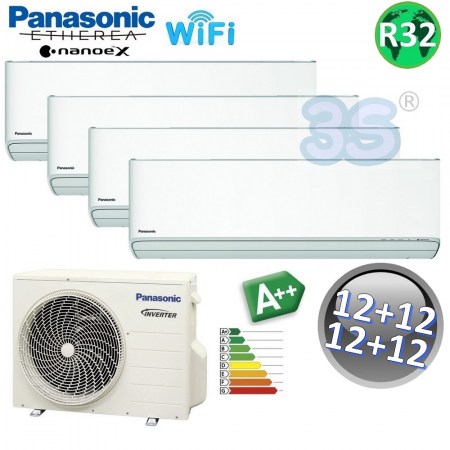 Climatizzatore quadri split ETHEREA R32 Panasonic serie XKE - 12+12+12+12 btu A++ WIFI NanoeX (ETHEREA-X-R32-Z35353535(80)