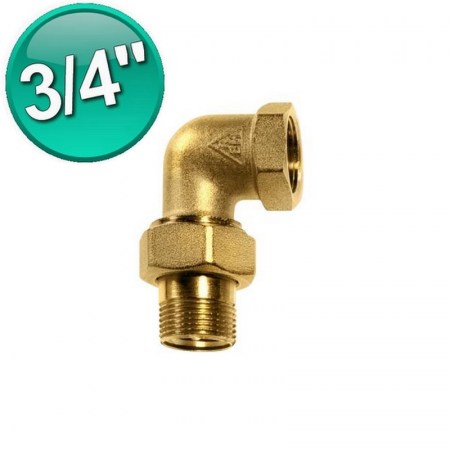 Raccordo a bocchettone curvo M-F da 3/4'' con guarnizione piana