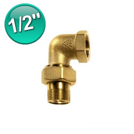 Raccordo a bocchettone curvo M-F da 1/2'' con guarnizione piana
