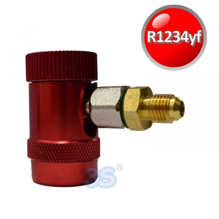 Attacco rapido alta pressione 90° con rubinetto per gas R1234yf -  RA1048.01