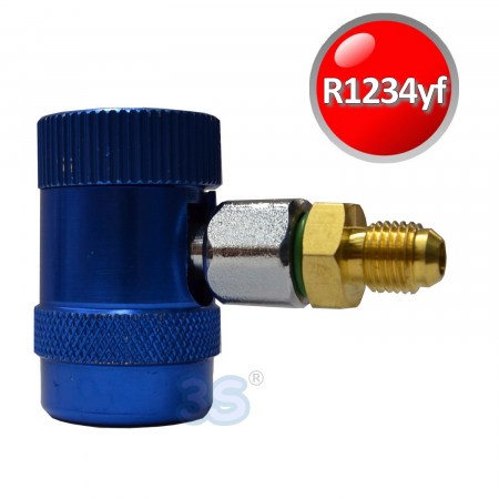 Attacco rapido bassa pressione 90° con rubinetto per gas R1234yf - RA1049.01