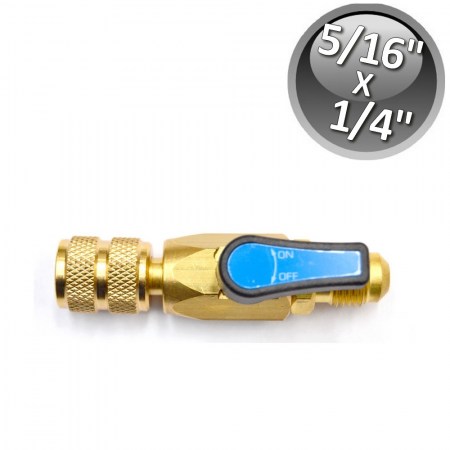 Rubinetto a sfera x gas refrigerante F1/4'' M5/16'' - Volantino Blu