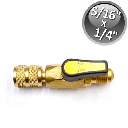 Rubinetto a sfera x gas refrigerante F1/4'' M5/16'' - Volantino Giallo