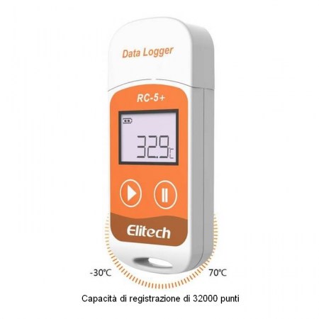 Elitech RC-5+ data logger, registratore di temperatura USB report in PDF