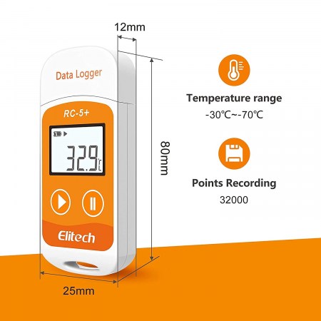 Elitech RC-5+ data logger, registratore di temperatura USB report in PDF