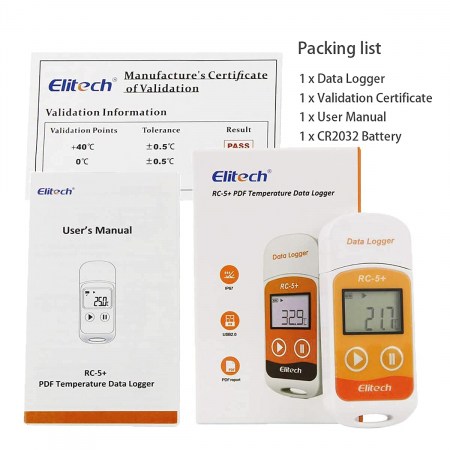 Elitech RC-5+ data logger, registratore di temperatura USB report in PDF