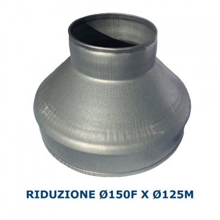 Riduzione Ø 150 mm Femmina x 125 mm Maschio in acciaio zincato per condotti aria - RID.150F/125M