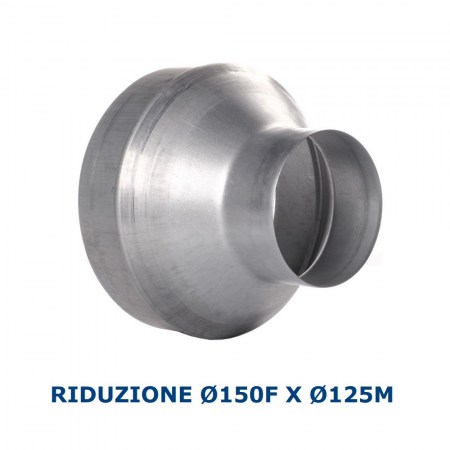 Riduzione Ø 150 mm Femmina x 125 mm Maschio in acciaio zincato per condotti aria - img2