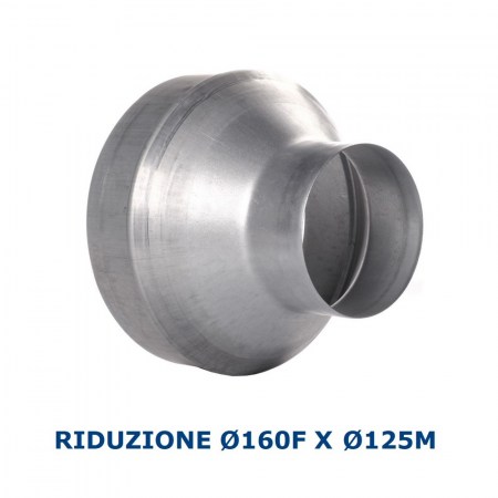 Riduzione Ø 160 mm Femmina x 125 mm Maschio in acciaio zincato per condotti aria - img2