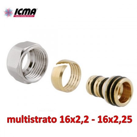 Adattatore raccordo valvola ICMA per tubo multistrato Ø 16x2,2 - 16x2,25 mm - 81098BO06