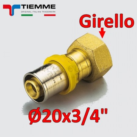Multistrato per gas - Raccordo dritto femmina con girello e guarnizione 3/4 x Ø 20 mm - 2650062