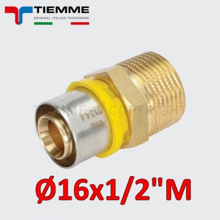 Multistrato per gas - Raccordo dritto maschio 1/2 x Ø 16 mm - 2650003