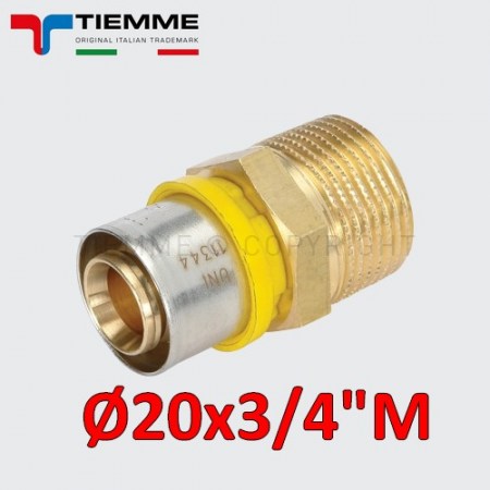 Multistrato per gas - Raccordo dritto maschio 3/4 x Ø 20 mm - 2650022