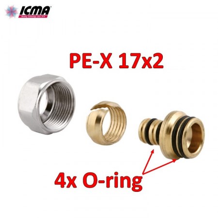 ICMA 101 raccordo eurocono collettore per tubo PE-X Ø 17x2 mm con 4 O-ring - 81101BS06