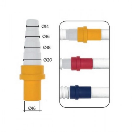 Raccordo adattatore tubo rigido Ø 16 mm passaggio tubo flessibile per scarico condensa - ADR.016