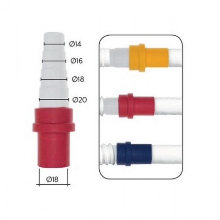 Raccordo adattatore tubo rigido Ø 18 mm passaggio tubo flessibile per scarico condensa - ADR.018