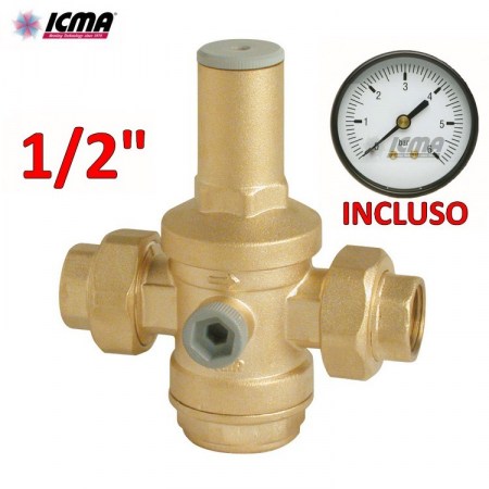ICMA Riduttore di pressione per acqua 1/2″ F-F manometro incluso - 91245AD05243