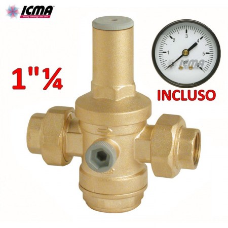 ICMA Riduttore di pressione per acqua 1″1/4 F-F manometro incluso - 91245AG05243