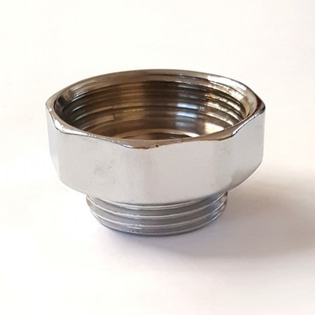 Riduzione cromata ottagonale in ottone 1 x 1-1/4 per sifoni e pilette - 6409.00OC