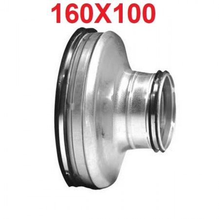 Riduzione stampata maschio maschio in acciaio zincato per condotti 160x100 mm