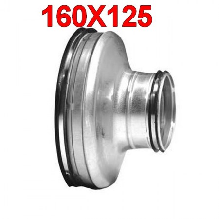 Riduzione stampata maschio maschio in acciaio zincato per condotti 160x125 mm - 256417