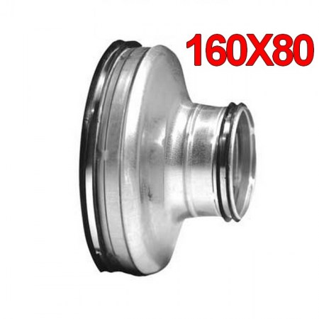 Riduzione stampata maschio maschio in acciaio zincato per condotti 160x80 mm