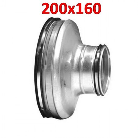 Riduzione stampata maschio maschio in acciaio zincato per condotti 200x160 mm - 256421
