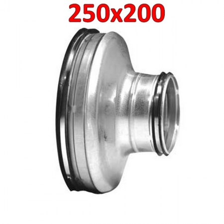 Riduzione stampata maschio maschio in acciaio zincato per condotti 250x200 mm - 256425
