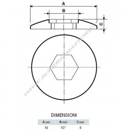 Dimensione Rosone foro esagonale da 1/2