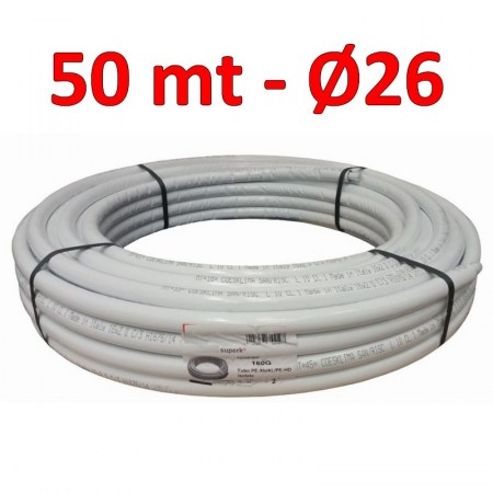 Tubo multistrato isolato rivestito per acqua Ø 26x3 mm - rotolo 50 mt