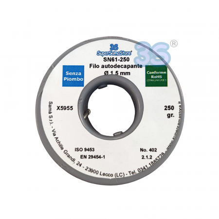 Filo autodecapante Ø1,5 mm  in lega di stagno e Rame SnCu97/3 da 250 g - img 2