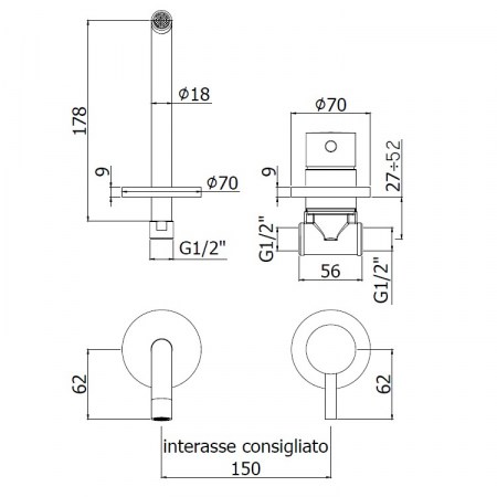 Dimensioni e dettagli tecnici LIG006CR70