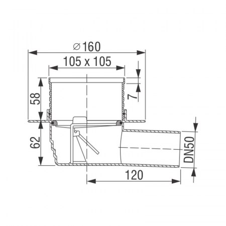 DIMENSIONALE - piletta scarico pavimento SCHWAB 262770