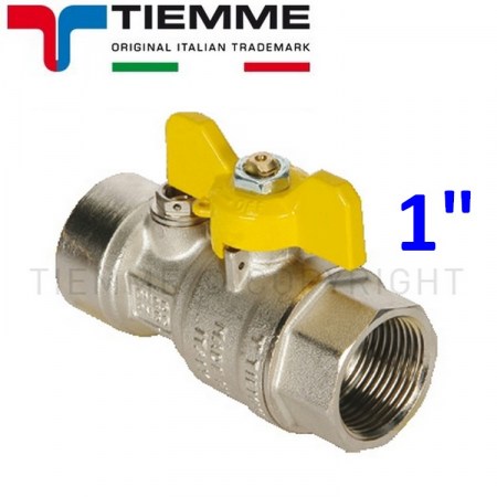 Valvola a sfera gas F-F 1″ post contatore con punto presa pressione leva gialla a farfalla - TIEMME 2210070