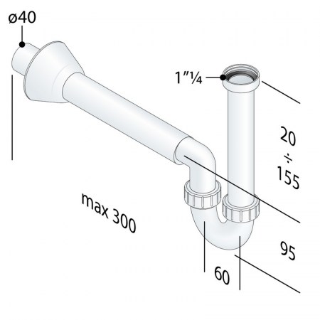 Sifone TEA Chihuahua - 2390.244.6 - dimensionale