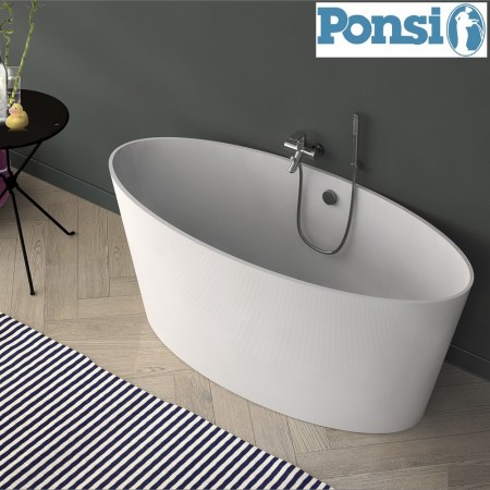 Vasca da bagno SIGMA Ponsi in marmoresina con struttura portante - ovale 159x72 cm - BVV05