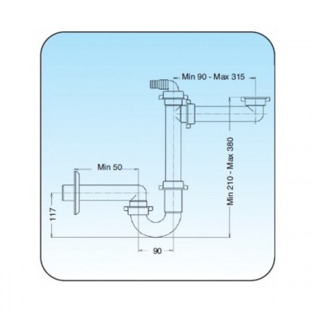 Sifone cucina LIRA spazio 1 - dimensioni