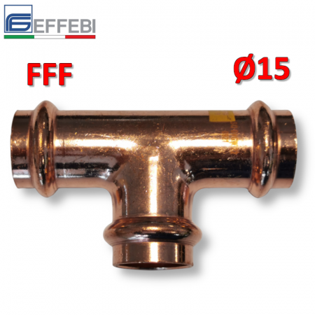 Raccordo a pressare rame - bronzo Ø15 mm FFF TEE - T