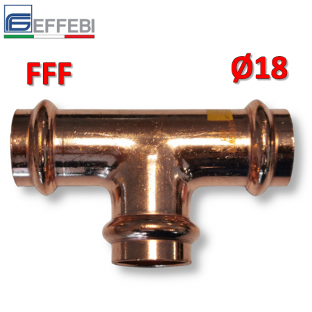 Raccordo a pressare rame - bronzo Ø18 mm FFF TEE - T