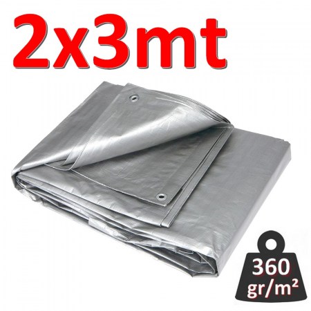 Telo telone occhiellato impermeabile mt 2x3 GRIGIO - 360 gr / m²