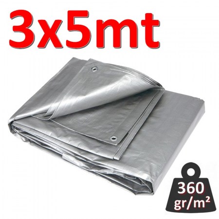 Telo telone occhiellato impermeabile mt 3x5 GRIGIO - 360 gr / m²