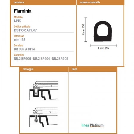 Sedile per wc LINK Flaminia a terra - ACB Ercos linea Platinum - Tabella