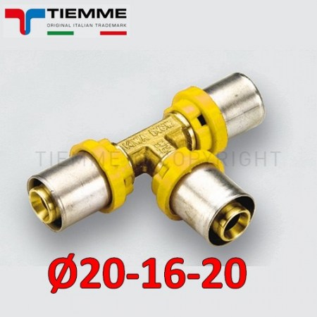 Multistrato per gas - Raccordo TEE T Ø 20x16x20 mm - 2650080