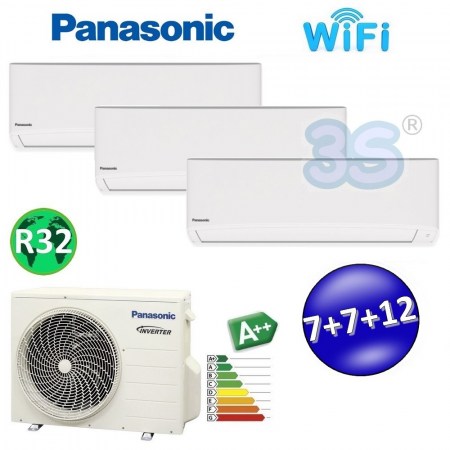 Climatizzatore trial split serie TZ R32 Panasonic 7000+7000+12000 btu A+++ con WIFI (TZ-Z-R32-202035(52)