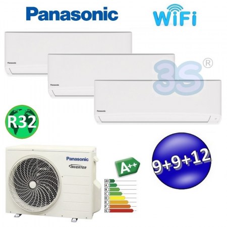 Climatizzatore trial split serie TZ super compatta R32 PANASONIC 9000+9000+12000 - WiFi integrato TZ-R32-252535(52)