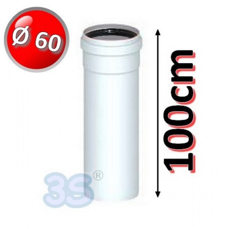 Tubo lineare cm 100 in PPH bianco Ø 60mm fumi caldaia condensazione