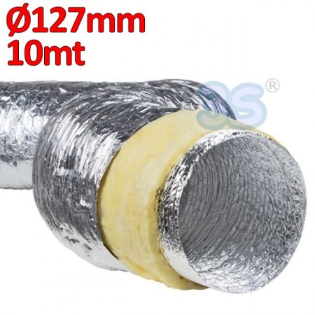 Condotto flessibile in alluminio e poliestere con isolamento fonoassorbente, classe 1 - Ø 127 mm rotolo 10 mt