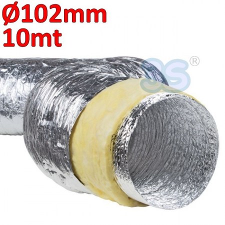 Condotto flessibile in alluminio e poliestere con isolamento fonoassorbente, classe 1 - Ø 102 mm rotolo 10 mt - 698049
